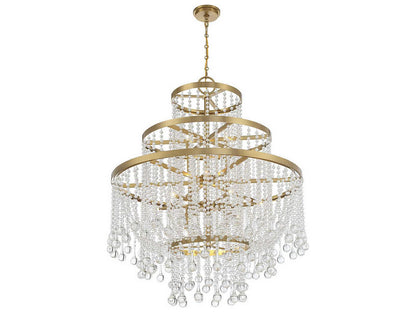 Savoy House Luna 15-Light Crystal Chandelier in Warm Brass
