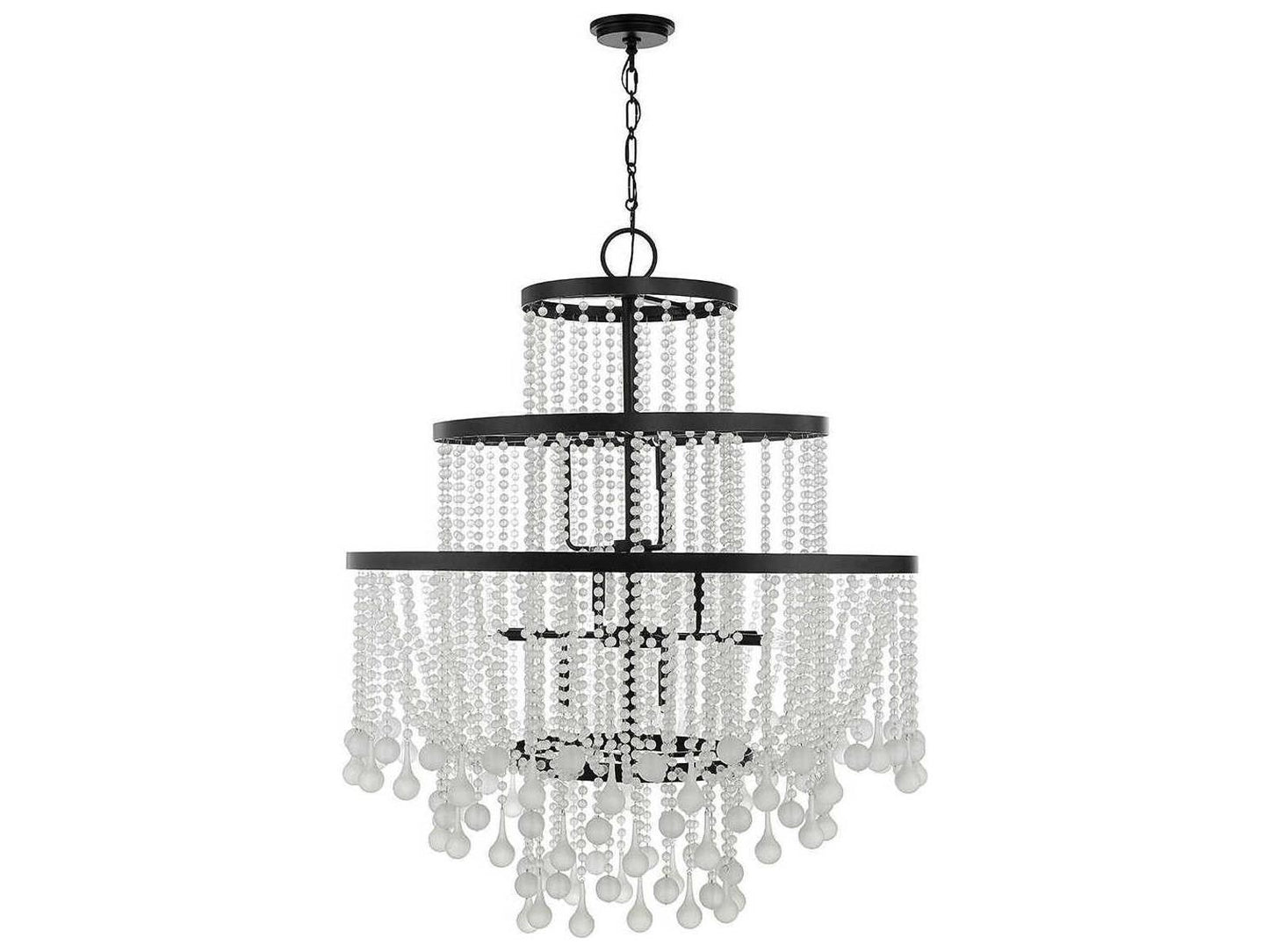 Savoy House Luna 15-Light Chandelier in Matte Black with Frosted Crystal