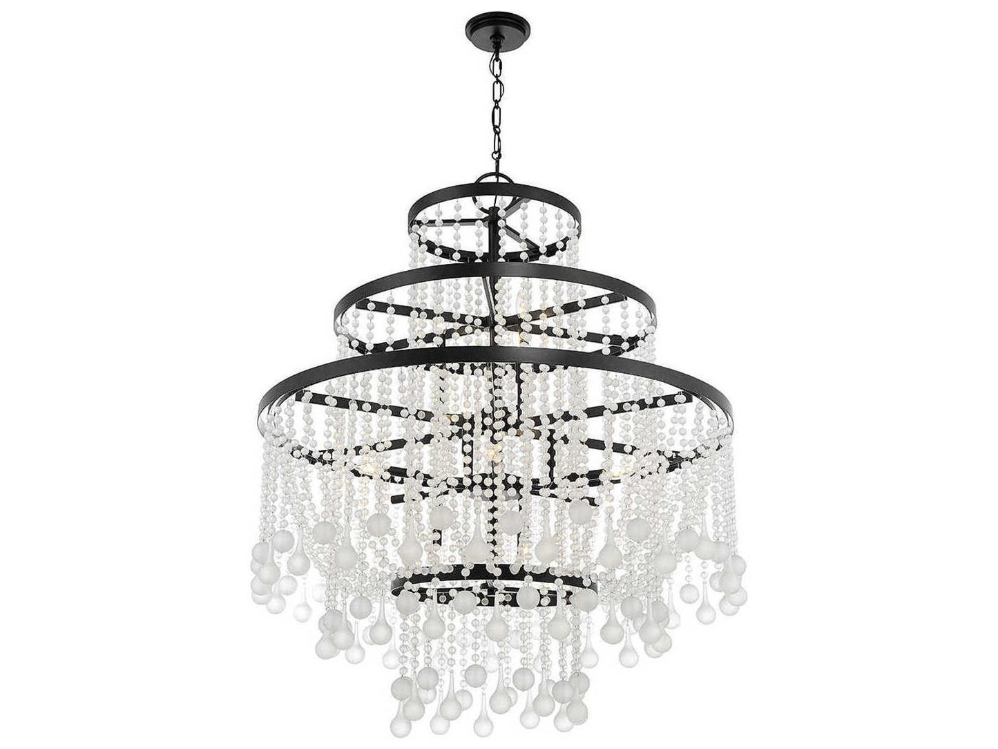 Savoy House Luna 15-Light Chandelier in Matte Black with Frosted Crystal