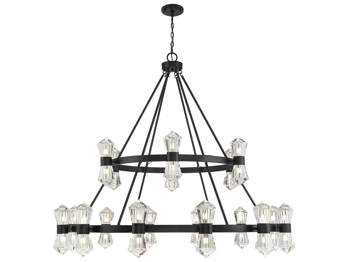 Savoy House Dryden 36-Light LED Chandelier in Matte Black with Clear Crystal