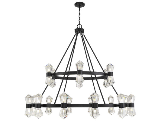 Savoy House Dryden 36-Light LED Chandelier in Matte Black with Clear Crystal