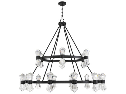 Savoy House Dryden 36-Light LED Chandelier in Matte Black with Clear Crystal