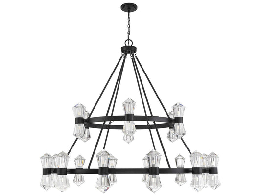 Savoy House Dryden 36-Light LED Chandelier in Matte Black with Clear Crystal