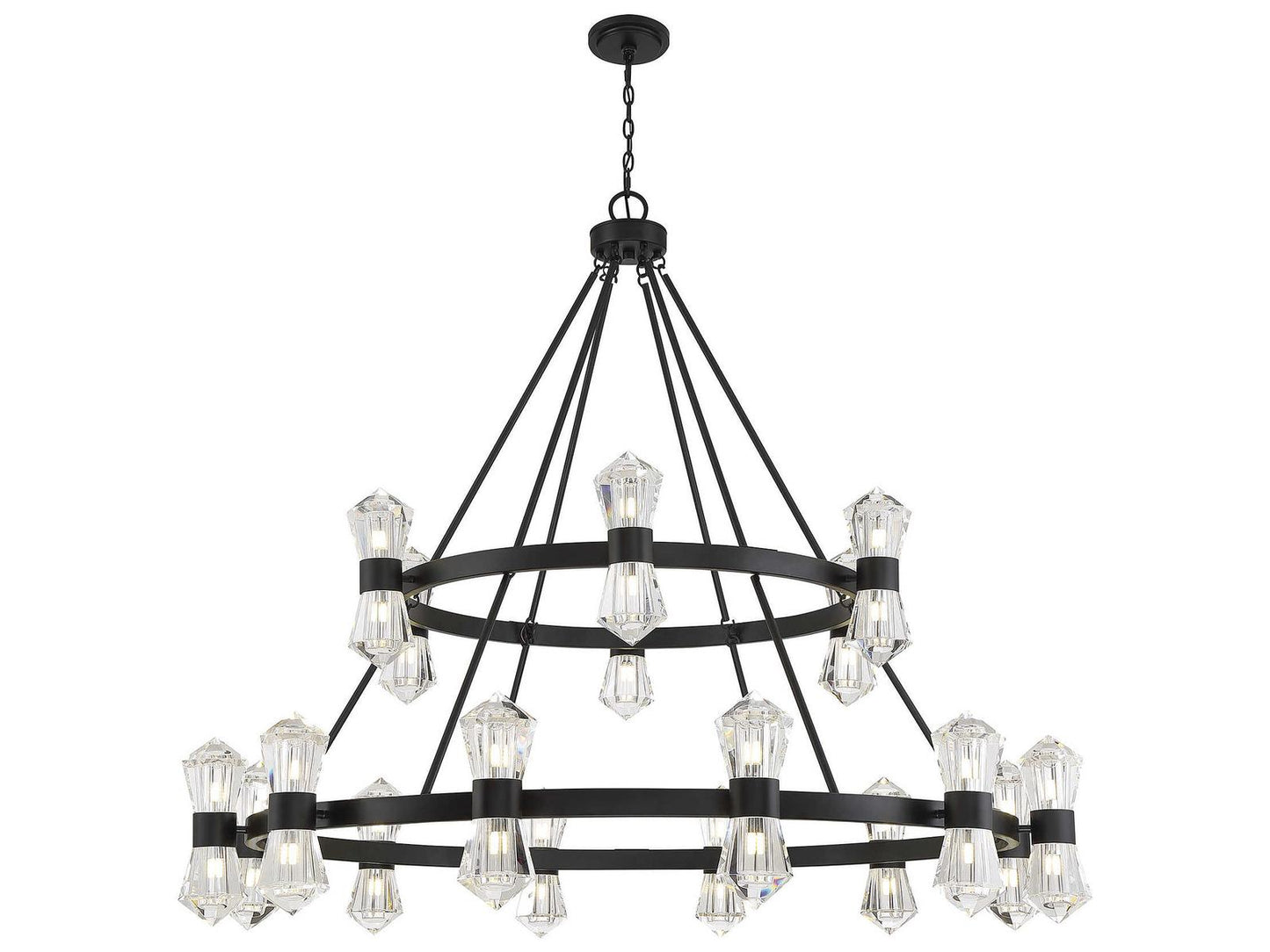 Savoy House Dryden 36-Light LED Chandelier in Matte Black with Clear Crystal