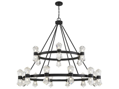 Savoy House Dryden 36-Light LED Chandelier in Matte Black with Clear Crystal