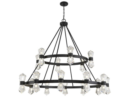 Savoy House Dryden 36-Light LED Chandelier in Matte Black with Clear Crystal