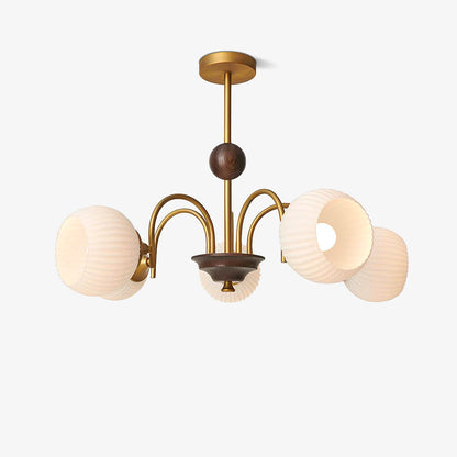 Sculptural Glass Ribbed Chandelier