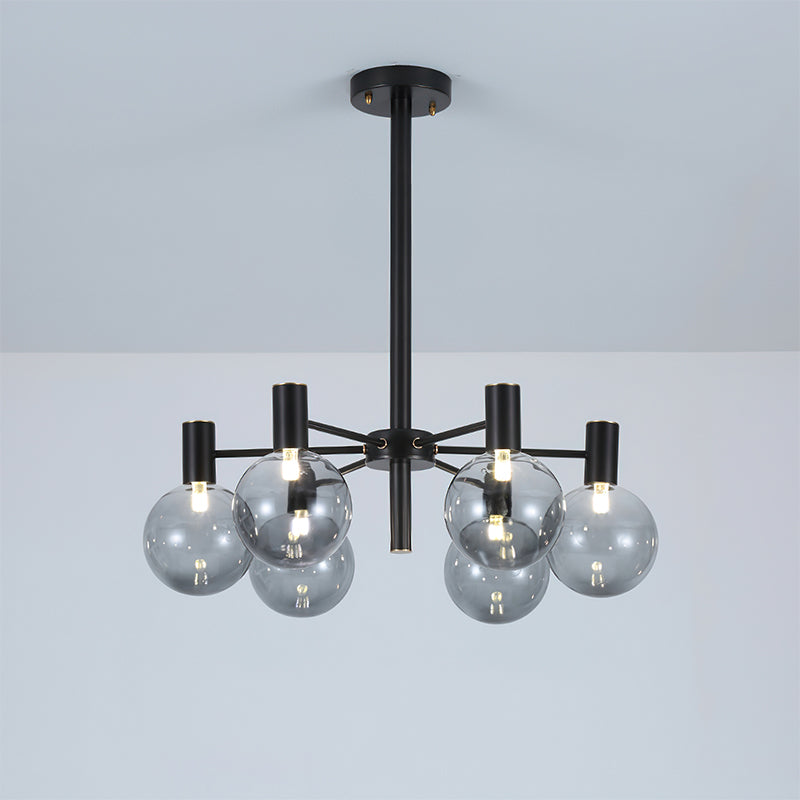 Selva Black Chandelier 6 Heads ∅ 26″ x H 7.9″ / Dia 66cm x H 20cm / Black / Smoke gray Chandelier