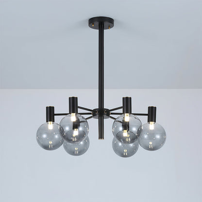 Selva Black Chandelier 6 Heads ∅ 26″ x H 7.9″ / Dia 66cm x H 20cm / Black / Smoke gray Chandelier