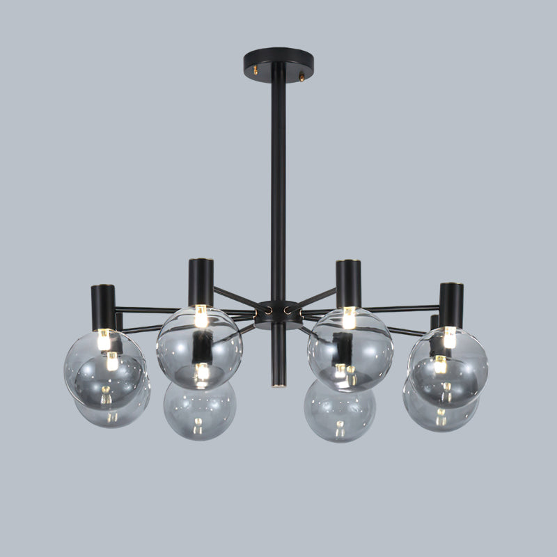 Selva Black Chandelier 8 Heads ∅ 26″ x H 7.9″ / Dia 66cm x H 20cm / Black / Smoke gray Chandelier
