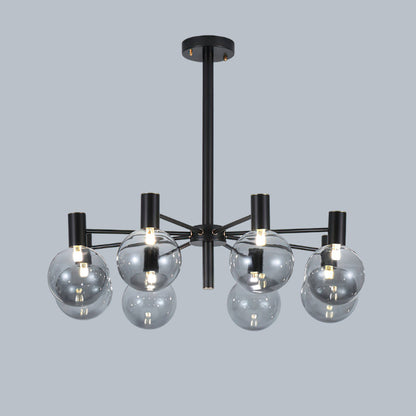 Selva Black Chandelier 8 Heads ∅ 26″ x H 7.9″ / Dia 66cm x H 20cm / Black / Smoke gray Chandelier