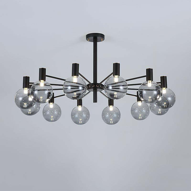 Selva Black Chandelier 12 Heads ∅ 39.4″ x H 7.9″ / Dia 100cm x H 20cm / Black / Smoke gray Chandelier