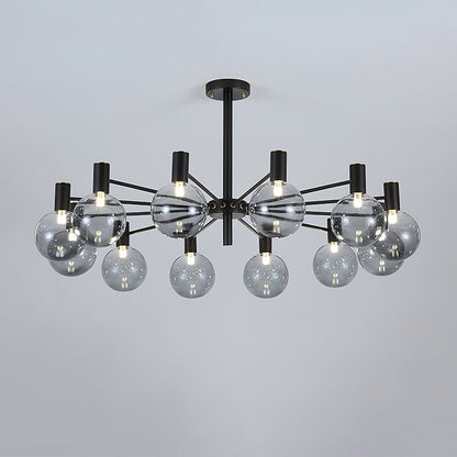 Selva Black Chandelier 12 Heads ∅ 39.4″ x H 7.9″ / Dia 100cm x H 20cm / Black / Smoke gray Chandelier