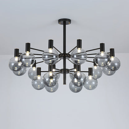 Selva Black Chandelier 12 + 6 Heads ∅ 39.4″ x H 13.8″ / Dia 100cm x H 35cm / Black / Smoke gray Chandelier