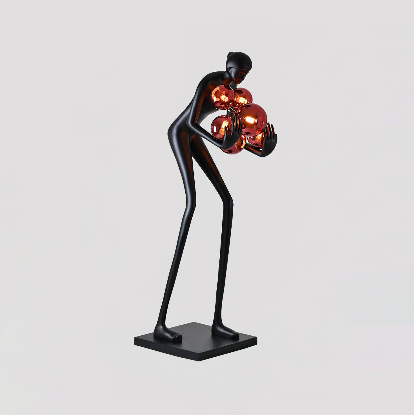 Sentinel Sculpture Floor Lamp ∅ 23.6″ x H 70.8″ / Dia 60cm x H 180cm / Black & Red glass ball / US Plug Floor lamp