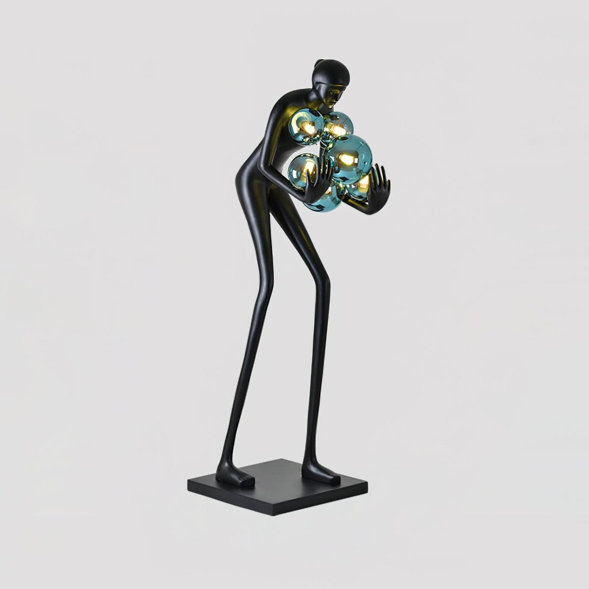 Sentinel Sculpture Floor Lamp ∅ 23.6″ x H 70.8″ / Dia 60cm x H 180cm / Black & Blue glass ball / US Plug Floor lamp