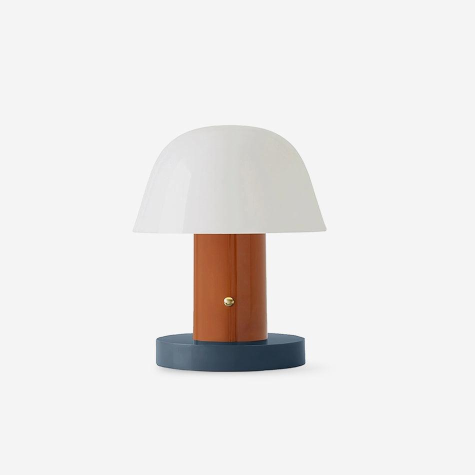 Mushroom Bliss Cordless Lamp ∅ 7″ x H 8.6″ / Dia 18cm x H 22cm / Brown & White / Touch Switch Table lamp