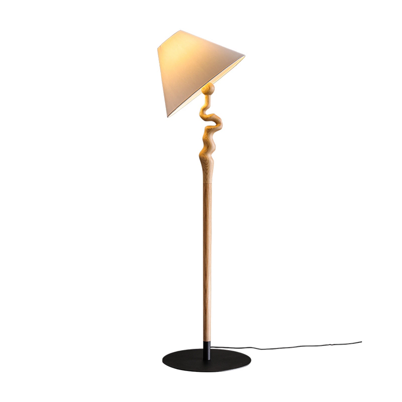Serpentine Twist Floor Lamp ∅ 19.7″ x H 67.7″ / Wood Color / US Plug Floor lamp