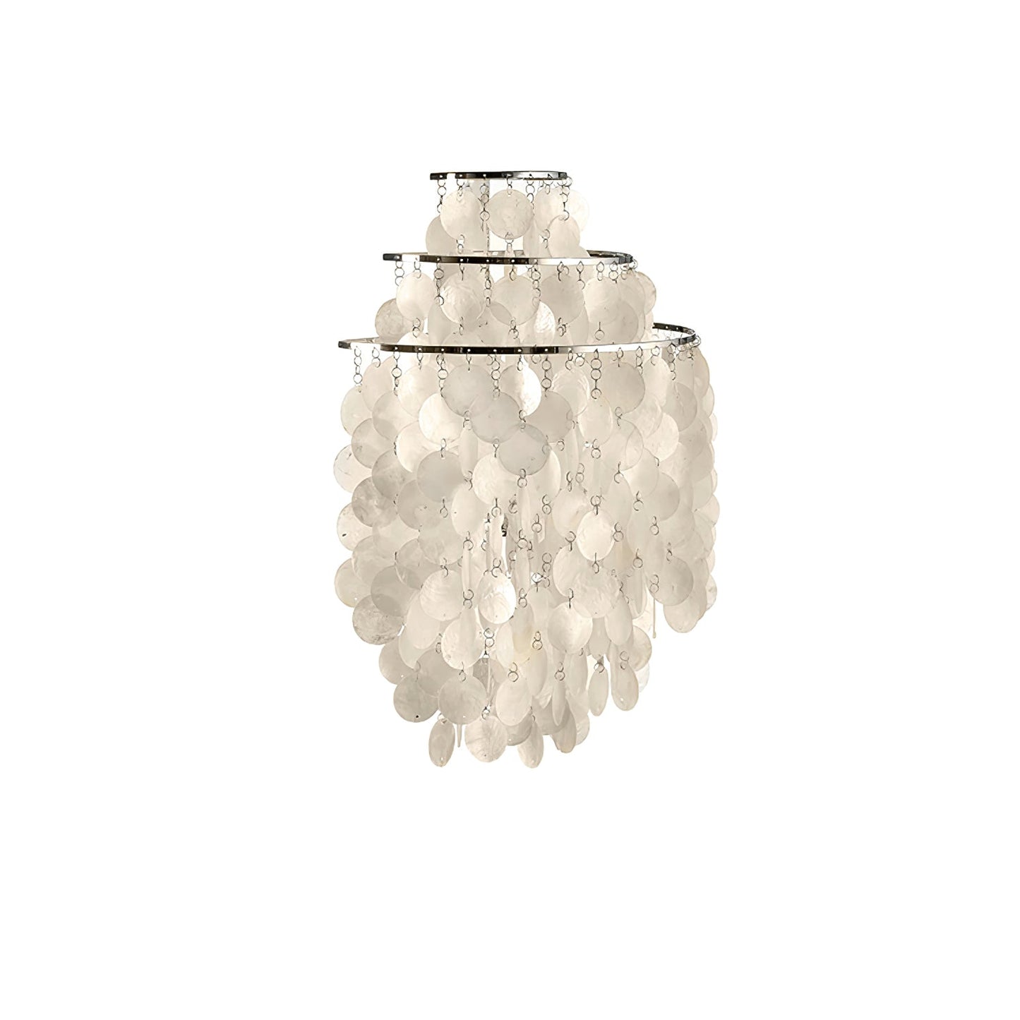 Shell Cascading Wall Light ∅ 15.7″ x H 23.2″ / Chrome & White Shell / Single Wall lamp