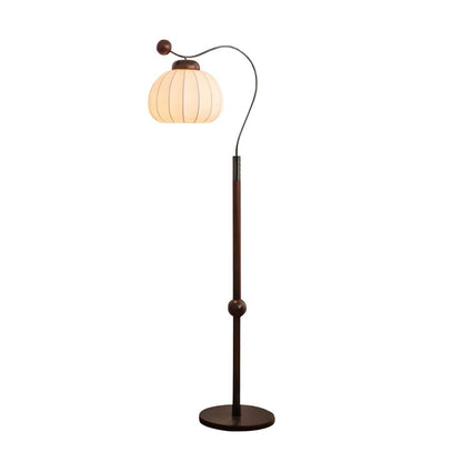 Silk Globe Floor Lamp ∅ 11.8″ x H 59″ / Dia 30cm x H 150cm / Walnut wood & Gold / US Plug Floor lamp
