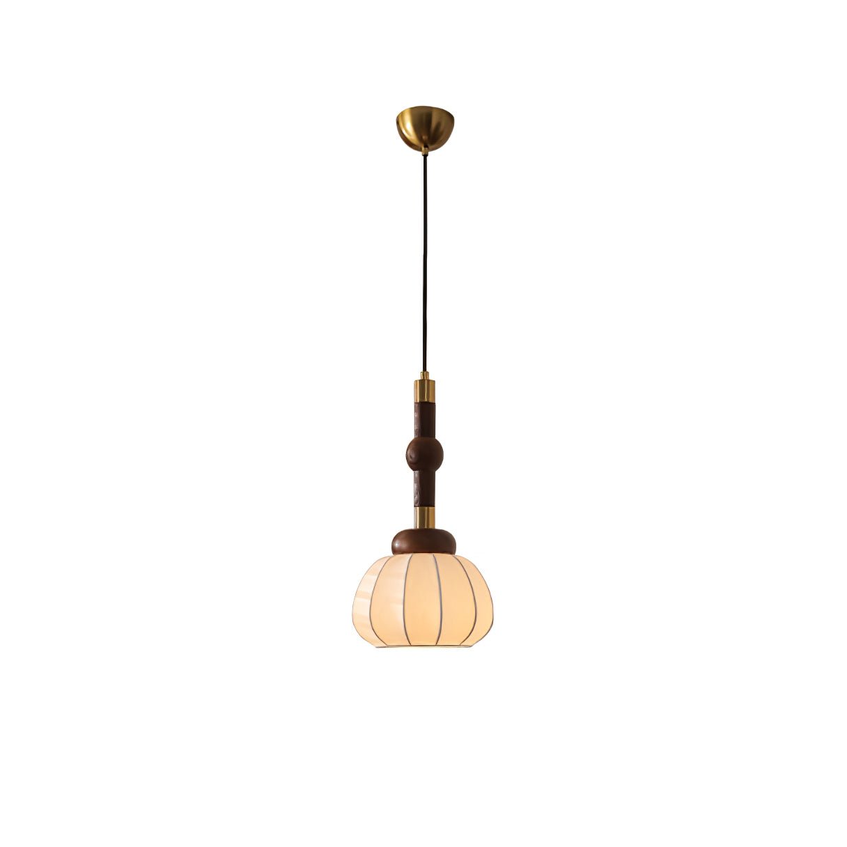 Silk Globe Pendant Lamp ∅ 7.9″ x H 13.8″ / Dia 20cm x H 35cm / Gold & Walnut Color & White Pendant light