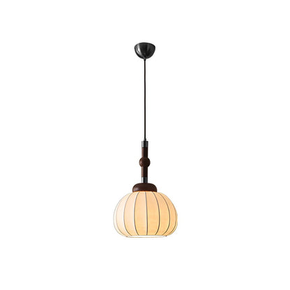 Silk Globe Pendant Lamp ∅ 11.8″ x H 15.7″ / Dia 30cm x H 40cm / Black & Walnut Color & White Pendant light