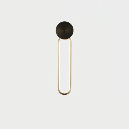 Simple Elliptical Wall Sconce ∅ 4.7″ x H 18.9″ / Dia 12cm x H 48cm / Black & Brass / Warm Light Wall lamp