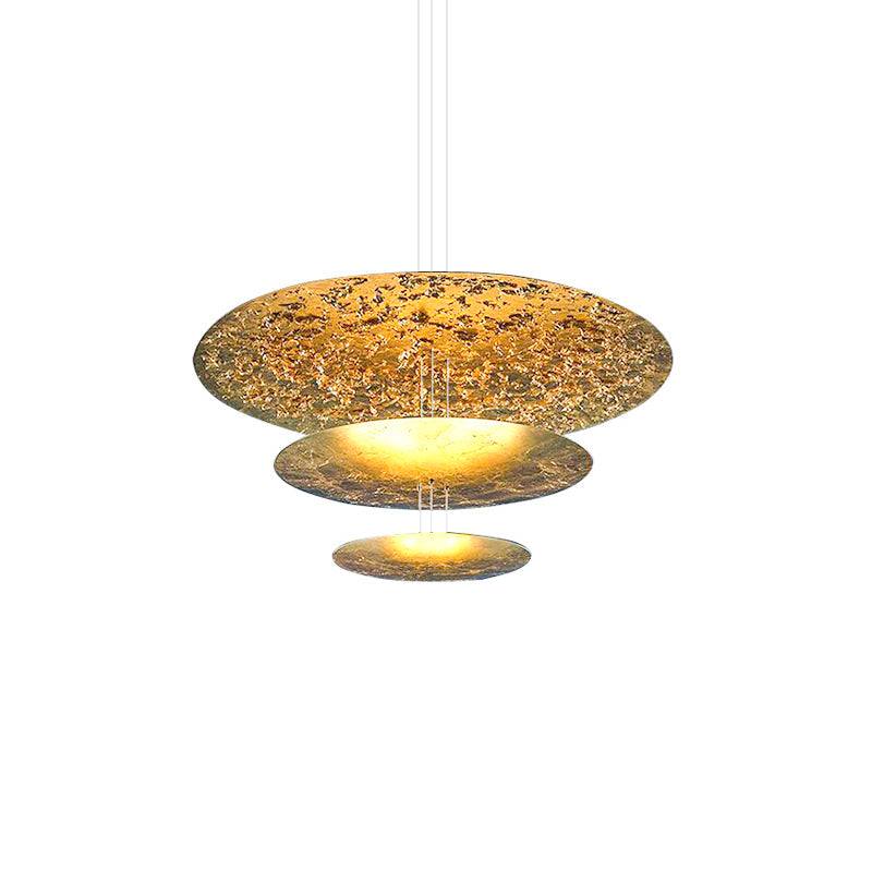 Machine Chandelier 3 layers ∅ 7.1″ + 11.8″ + 19.7″ / Gold foil / Warm Light Chandelier