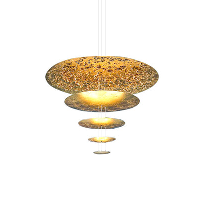 Machine Chandelier 5 layers ∅ 7.1″ + 11.8″ + 19.7″ + 31.5″ + 47.2″ / Gold foil / Warm Light Chandelier