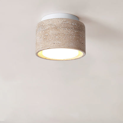 Sky Hole Ceiling Lamp ∅ 3.9’’ x H 3.1’’ / Yellow Travertine & White Ceiling lamp