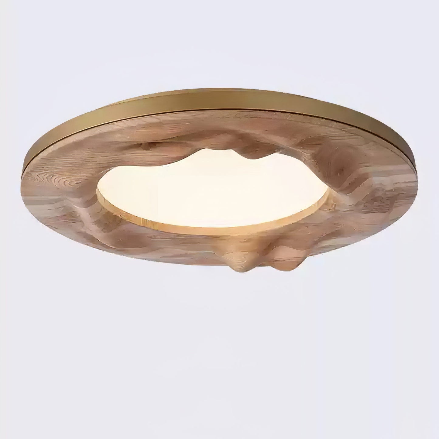 Sky Lake Ceiling Lamp ∅ 23.6″ x H 4.7″ / Gold & Wood Color / Warm Light Ceiling lamp