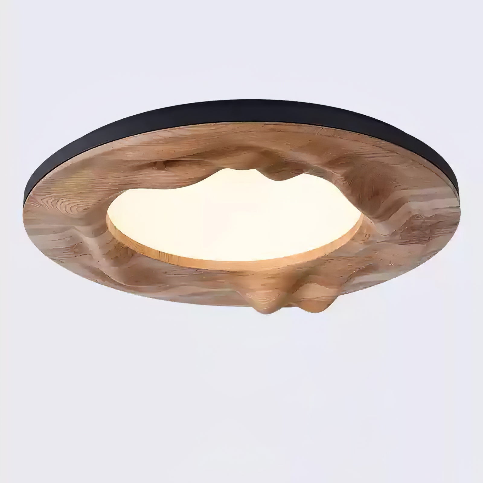 Sky Lake Ceiling Lamp ∅ 23.6″ x H 4.7″ / Black & Wood Color / Warm Light Ceiling lamp