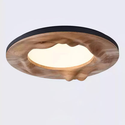 Sky Lake Ceiling Lamp ∅ 23.6″ x H 4.7″ / Black & Wood Color / Warm Light Ceiling lamp