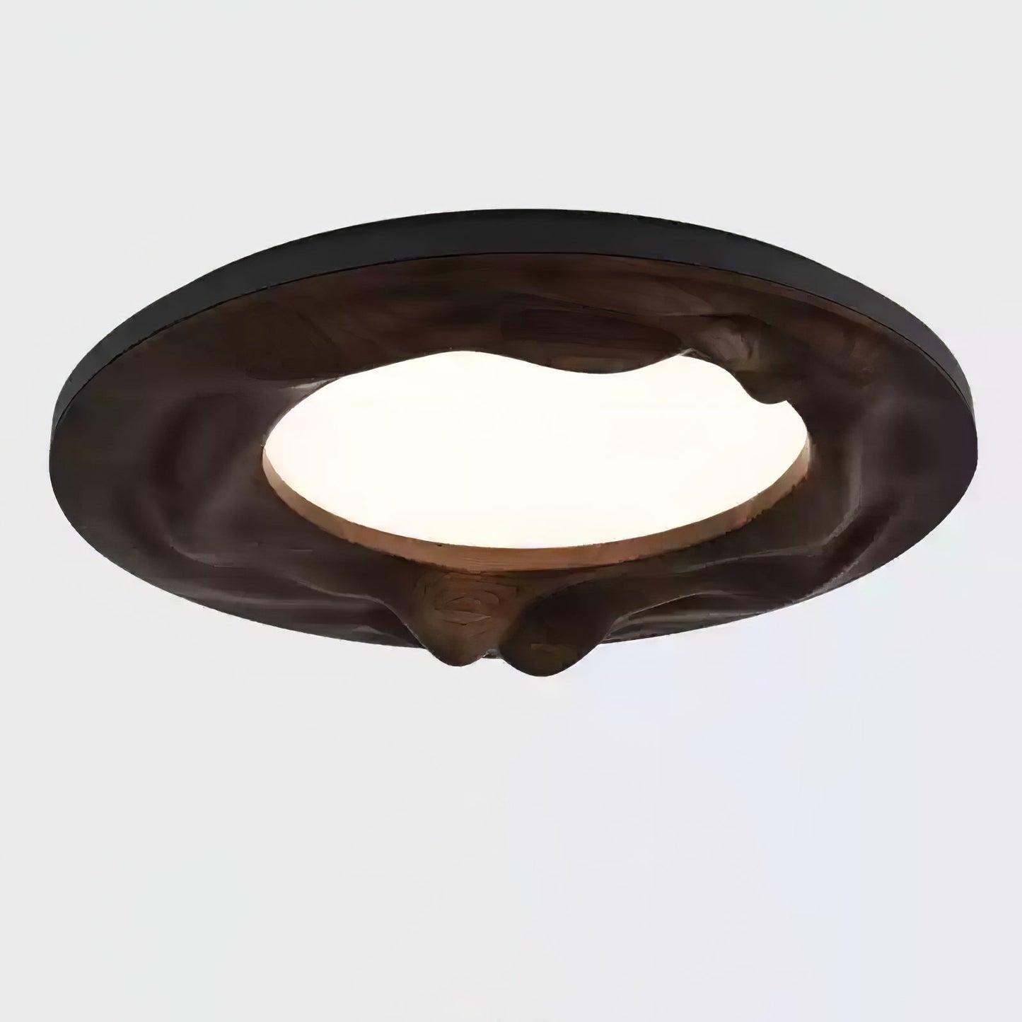 Sky Lake Ceiling Lamp ∅ 23.6″ x H 4.7″ / Black & Walnut Color / Warm Light Ceiling lamp