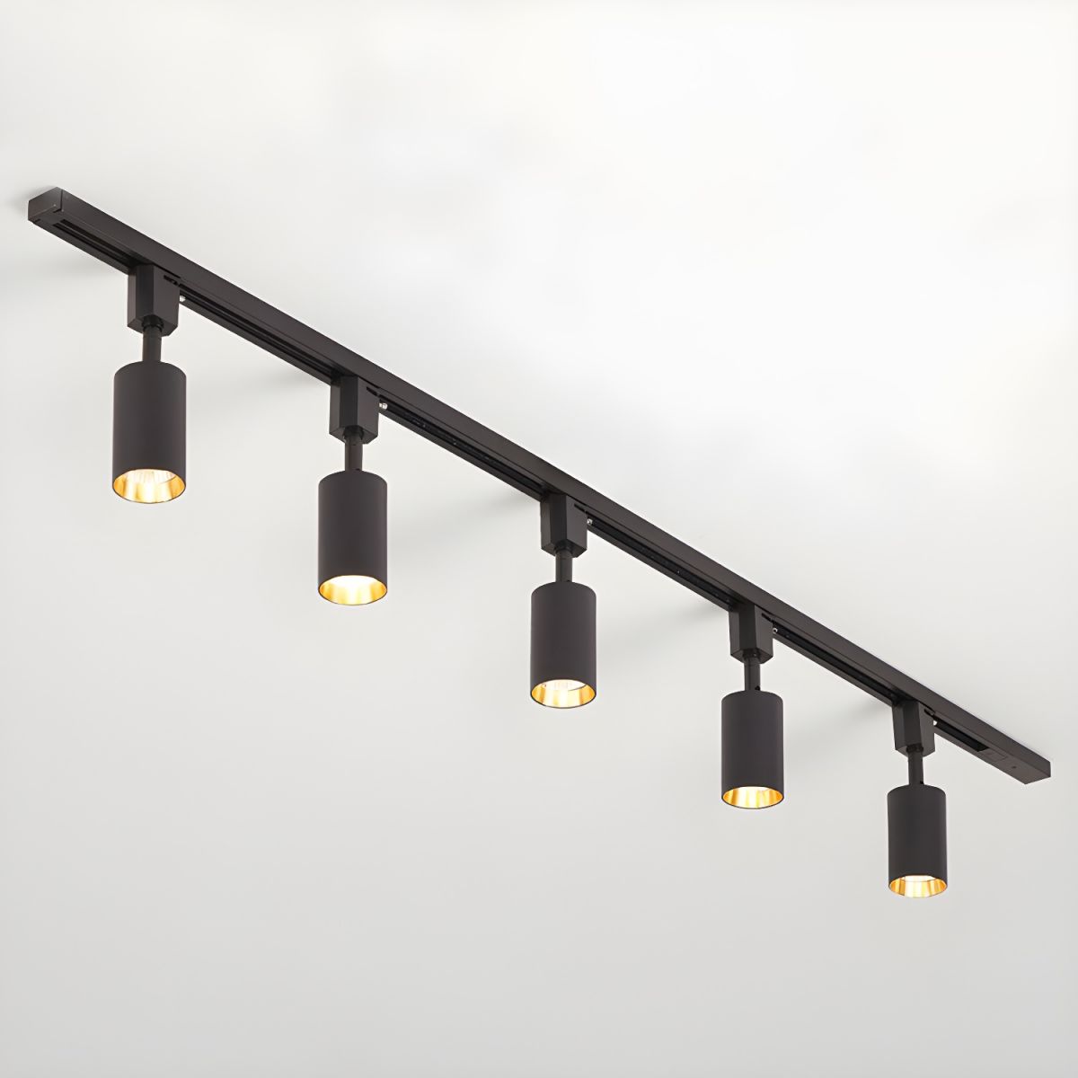 Sleek Cylinder Track Light 5 heads L 59.1″ x H 8.7″ / Black / Neutral Light Ceiling lamp