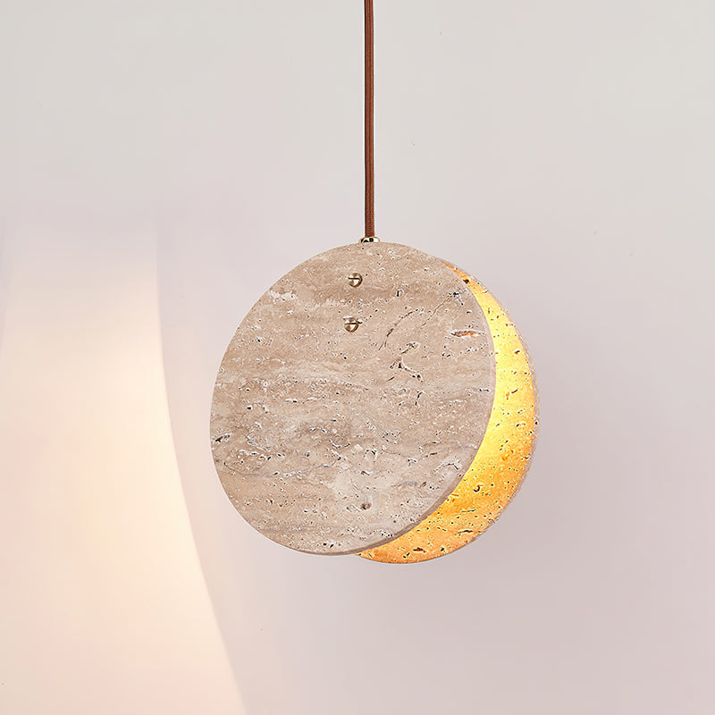 Solstice Stone Pendant Light ∅ 7.9’’ x H 7.9’’ / Yellow Travertine pendant Lamp