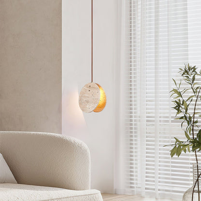 Solstice Stone Pendant Light ∅ 7.9’’ x H 7.9’’ / Yellow Travertine pendant Lamp