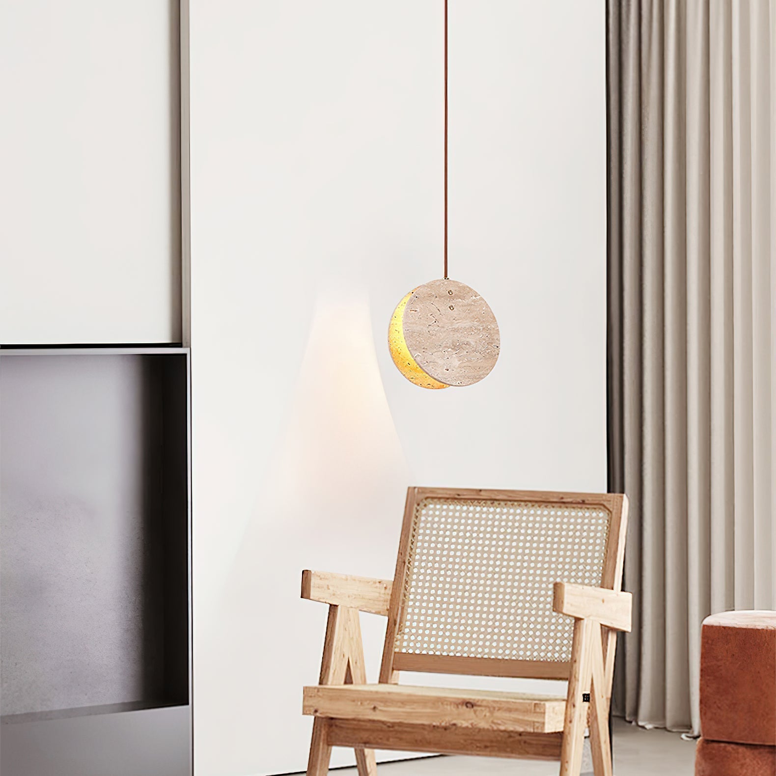 Solstice Stone Pendant Light ∅ 7.9’’ x H 7.9’’ / Yellow Travertine pendant Lamp