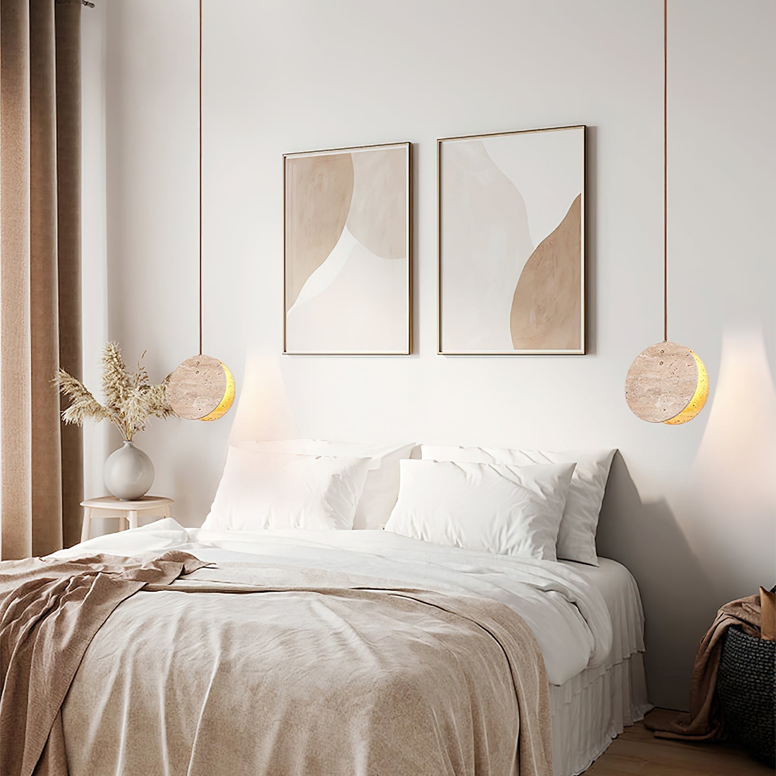 Solstice Stone Pendant Light ∅ 7.9’’ x H 7.9’’ / Yellow Travertine pendant Lamp
