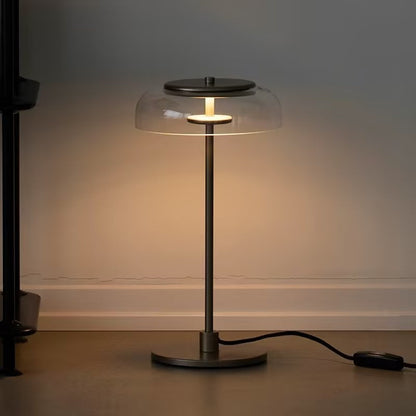 Solara Table Lamp ∅ 9″ x H 18.5″ / Dia 23cm x H 47cm / Black & Smoke grey glass / US Plug Table lamp