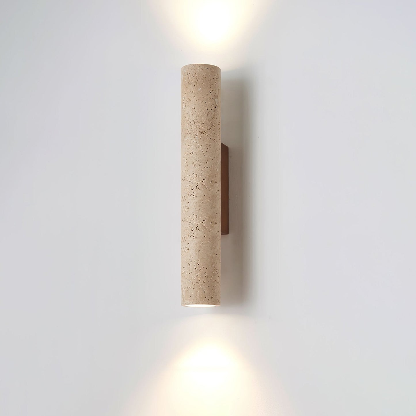 Solis Column Wall Lamp ∅ 2.6″ x H 12.6″ / Walnut Wood & Yellow Travertine 1001 Wall lamp