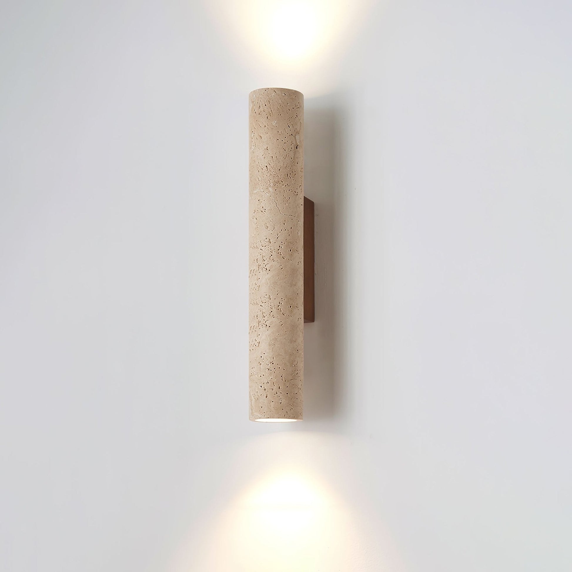 Solis Column Wall Lamp ∅ 2.6″ x H 12.6″ / Walnut Wood & Yellow Travertine 1001 Wall lamp