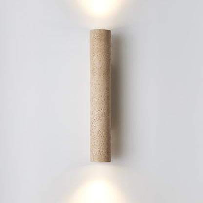 Solis Column Wall Lamp ∅ 2.4″ x H 23.6″ / Walnut Wood & Yellow Travertine 1001 Wall lamp