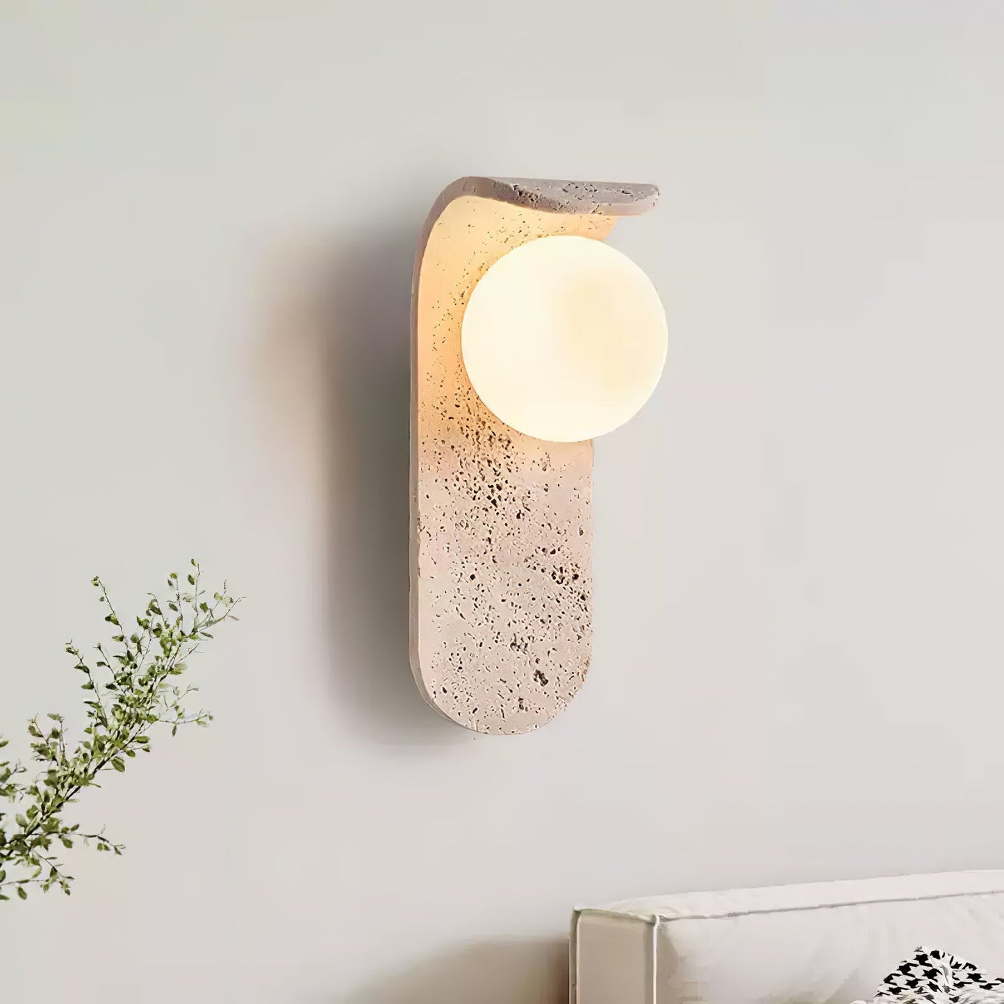 Solis Curve Wall Lamp ∅ 3.5″ x H 9.8″ / Dia 9cm x H 25cm / Yellow Travertine 1001 Wall lamp
