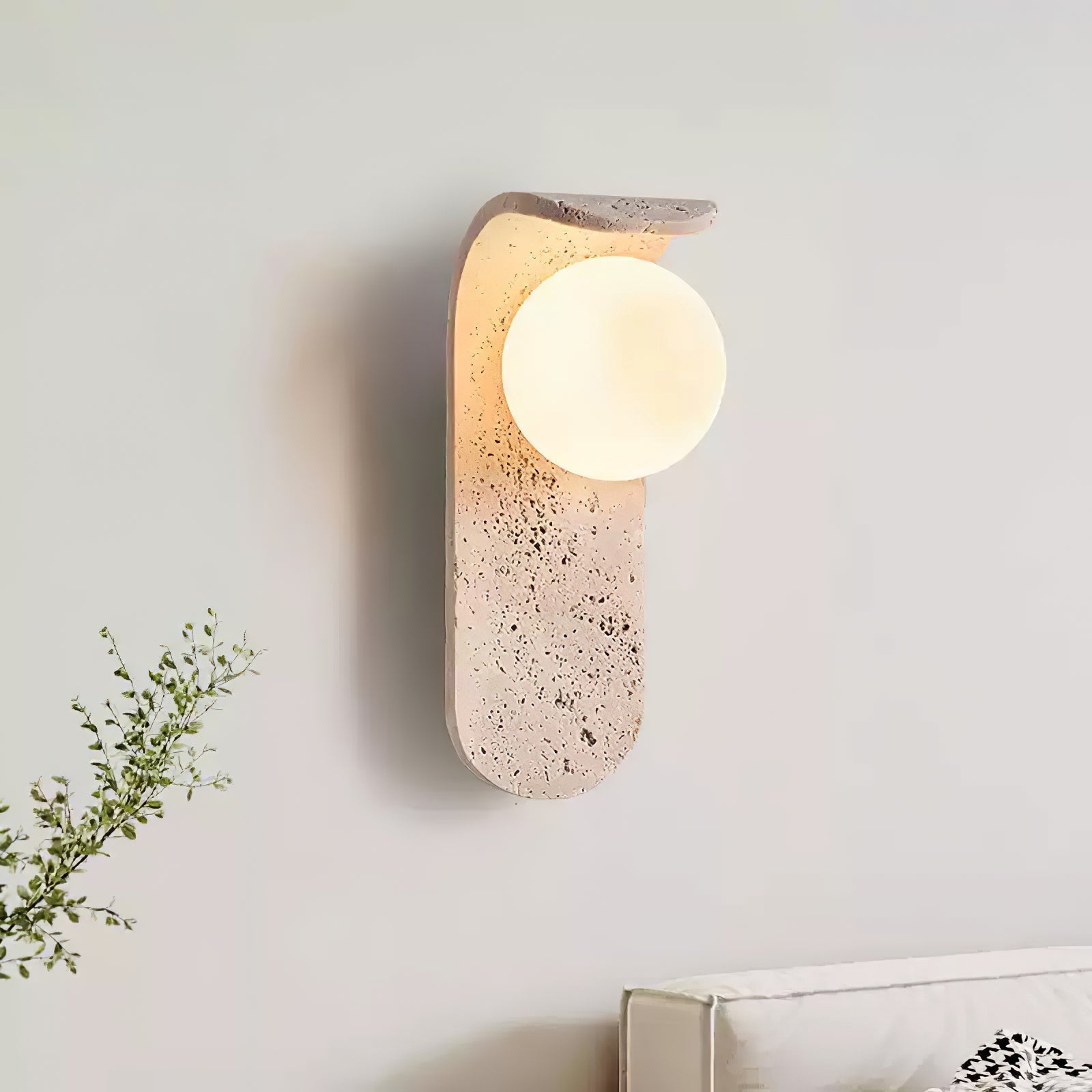 Solis Curve Wall Lamp ∅ 3.5″ x H 9.8″ / Dia 9cm x H 25cm / Yellow Travertine 1001 Wall lamp