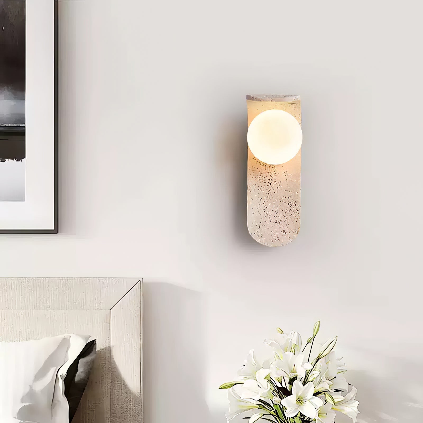 Solis Curve Wall Lamp ∅ 3.5″ x H 9.8″ / Dia 9cm x H 25cm / Yellow Travertine 1001 Wall lamp