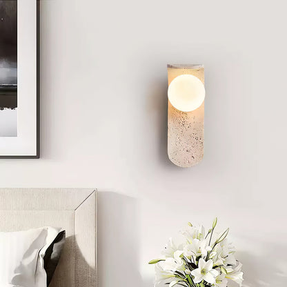 Solis Curve Wall Lamp ∅ 3.5″ x H 9.8″ / Dia 9cm x H 25cm / Yellow Travertine 1001 Wall lamp