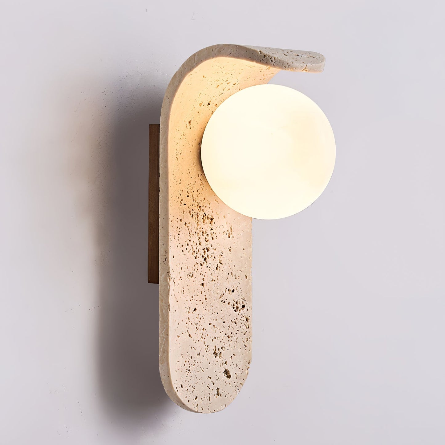 Solis Curve Wall Lamp ∅ 3.5″ x H 9.8″ / Dia 9cm x H 25cm / Yellow Travertine 1001 Wall lamp