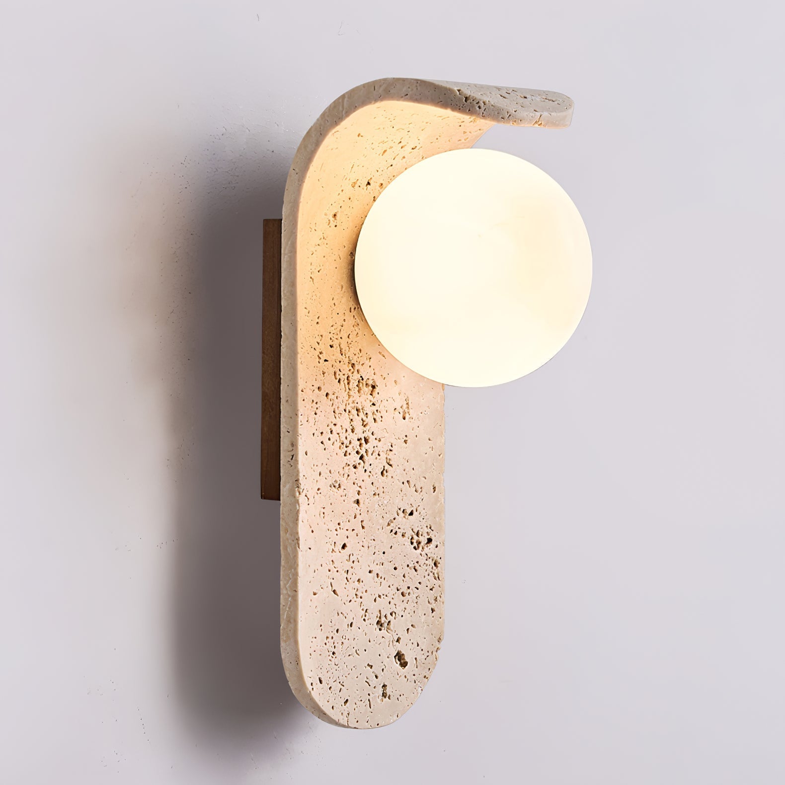 Solis Curve Wall Lamp ∅ 3.5″ x H 9.8″ / Dia 9cm x H 25cm / Yellow Travertine 1001 Wall lamp