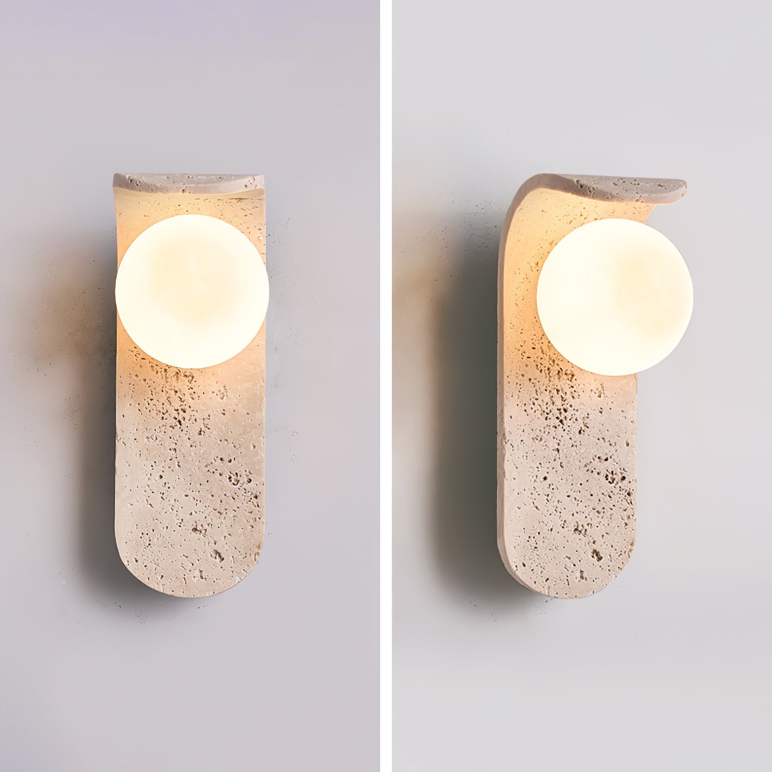 Solis Curve Wall Lamp ∅ 3.5″ x H 9.8″ / Dia 9cm x H 25cm / Yellow Travertine 1001 Wall lamp